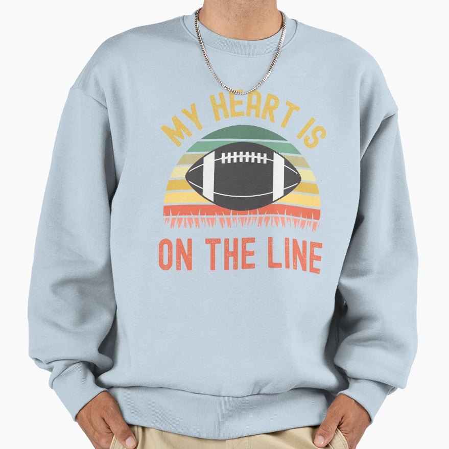 My Heart Is Line Football Offense Sweatshirt - Trendy Graphic for Adults - T-Shirt, Sweatshirt, Hoodie