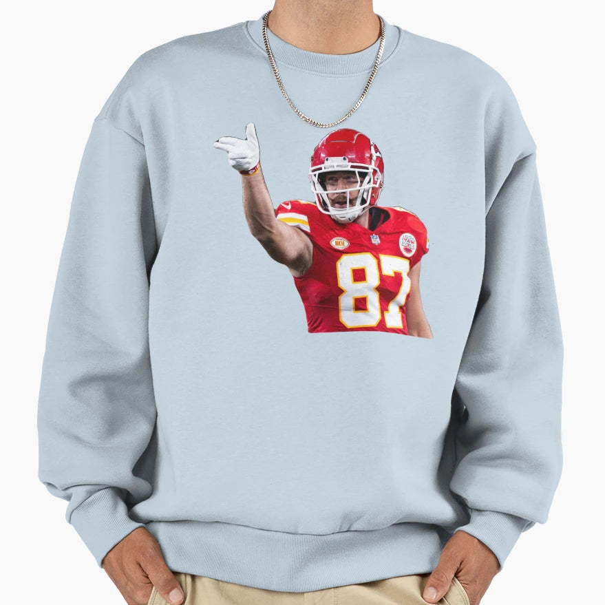 Travvy Kelce Finger Pew Sweatshirt - Fun Novelty Design Men Women - T-Shirt, Sweatshirt, Hoodie