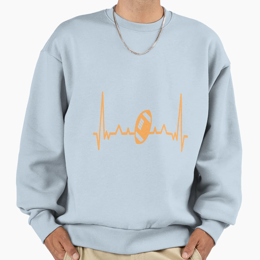 Heart Beat Football Sweatshirt - Minimalist Print Men Women - T-Shirt, Sweatshirt, Hoodie