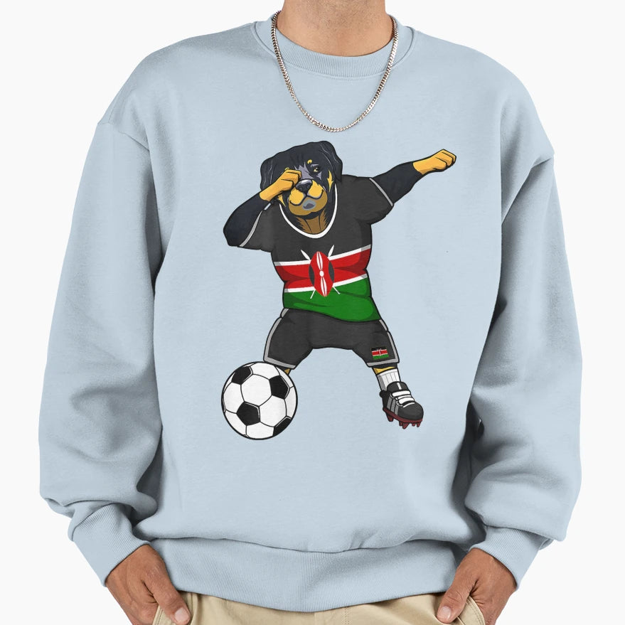 Dabbing Rottweiler Kenya Soccer Sweatshirt - Fun Novelty Design for Adults - T-Shirt, Sweatshirt, Hoodie
