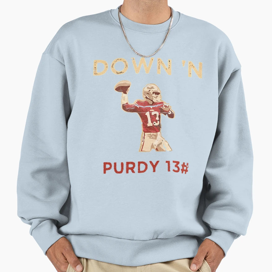 Down Purdy 13 Sweatshirt - Minimalist Print Men Women - T-Shirt, Sweatshirt, Hoodie