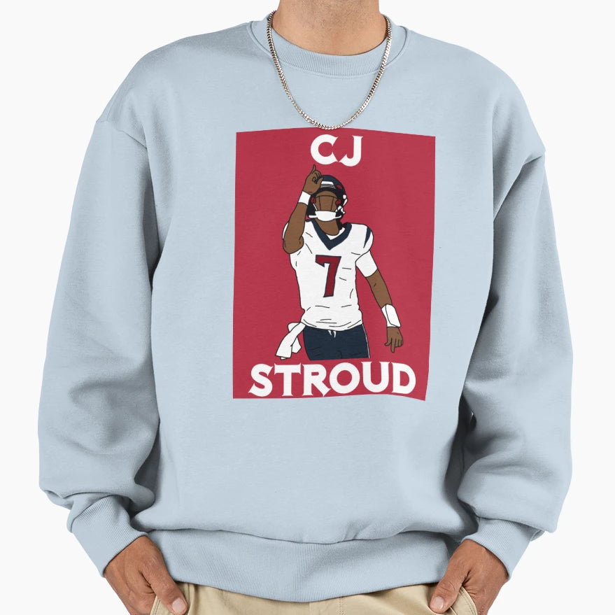 Cj Stroud Points To God Sweatshirt - Custom Art Print Men Women - T-Shirt, Sweatshirt, Hoodie