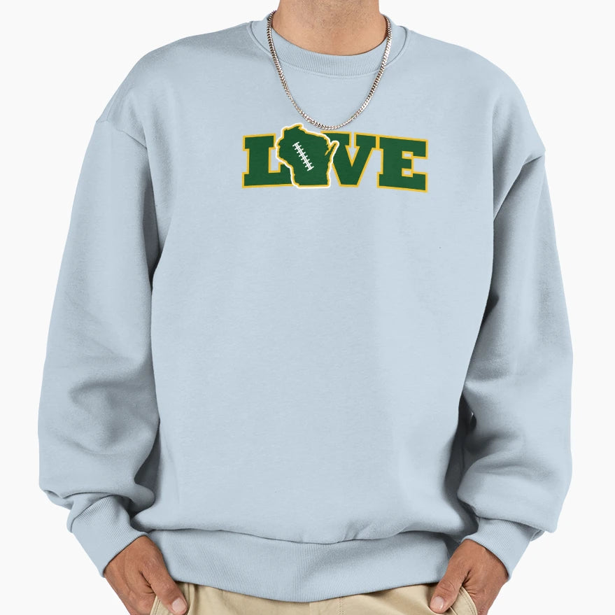 Green Bay Packer Love Football Sweatshirt - Custom Art Print Men Women - T-Shirt, Sweatshirt, Hoodie