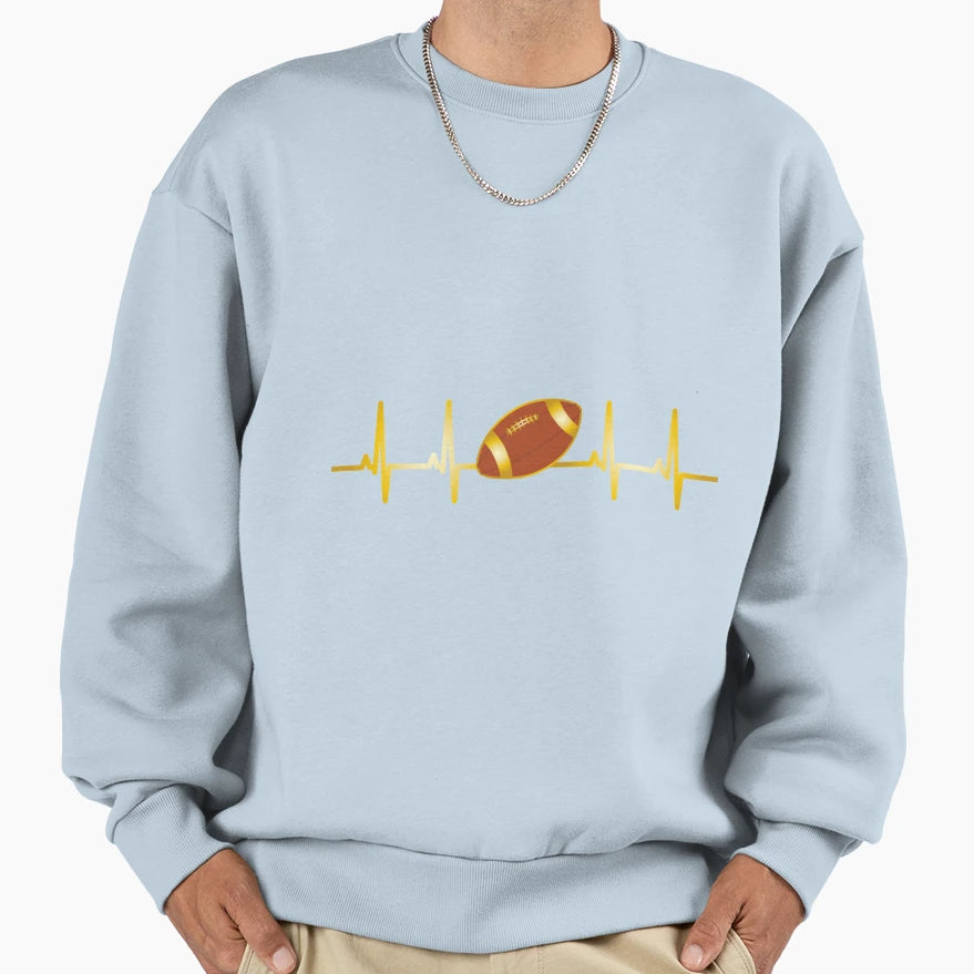 Football Picture Ecg Heartbeat Heart T-Shirt - Minimalist Print for Adults - T-Shirt, Sweatshirt, Hoodie