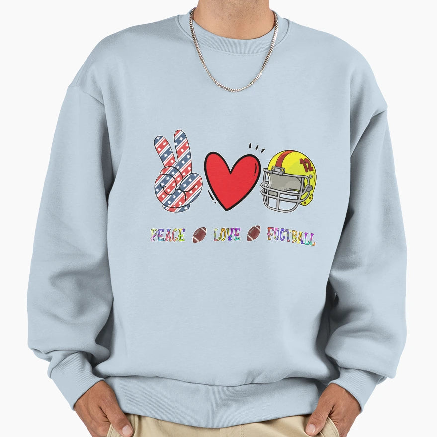 Peace Love Football Leopard American Sweatshirt - Custom Art Print Unisex - T-Shirt, Sweatshirt, Hoodie