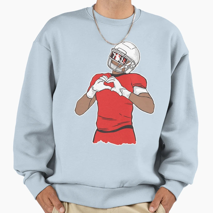 Football Player Heart Sign Sweatshirt - Aesthetic Graphic for Adults - T-Shirt, Sweatshirt, Hoodie