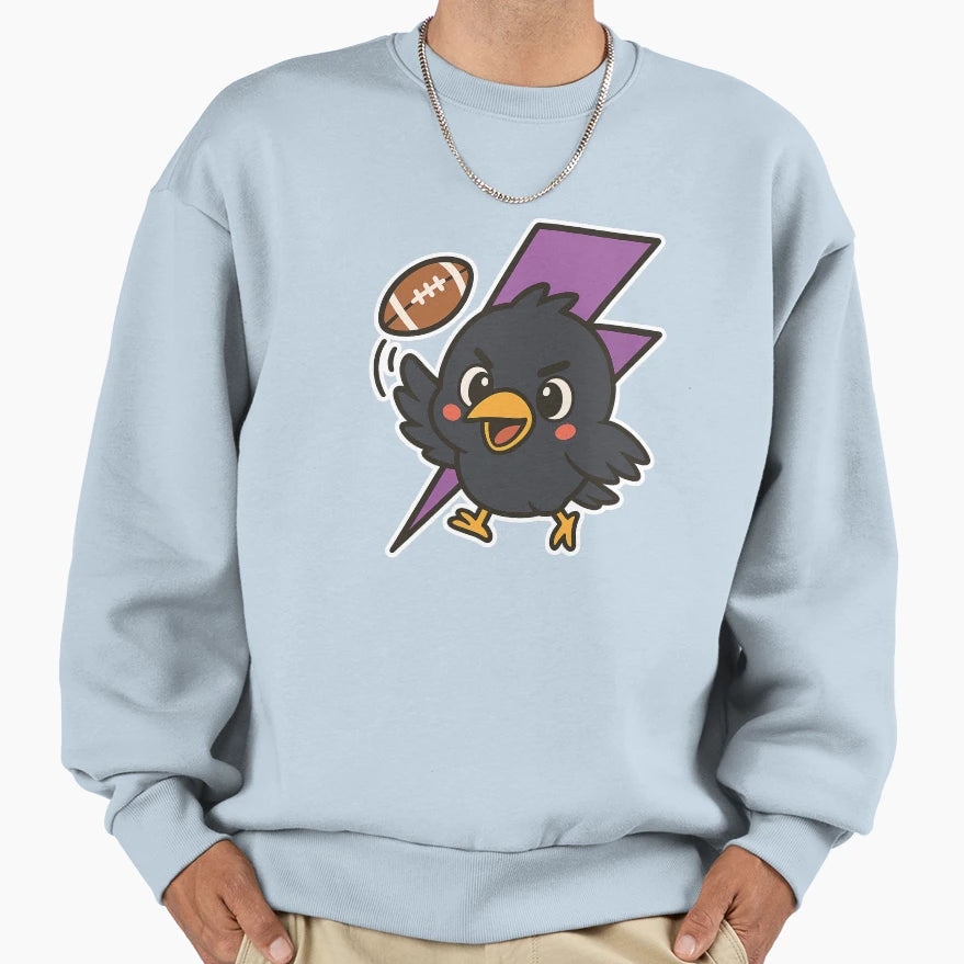 Raven Playing Football Sweatshirt - Casual Everyday Wear Unisex - T-Shirt, Sweatshirt, Hoodie
