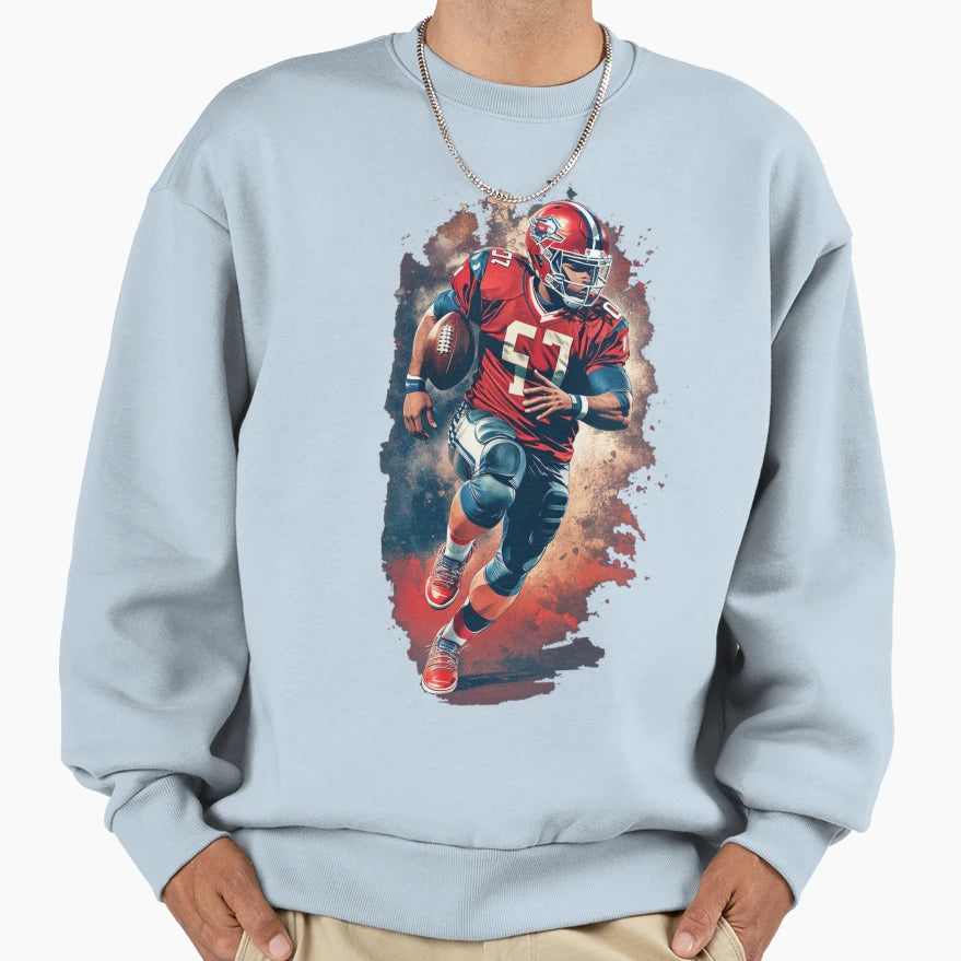 American Football Player Sweatshirt - Trendy Graphic Unisex - T-Shirt, Sweatshirt, Hoodie
