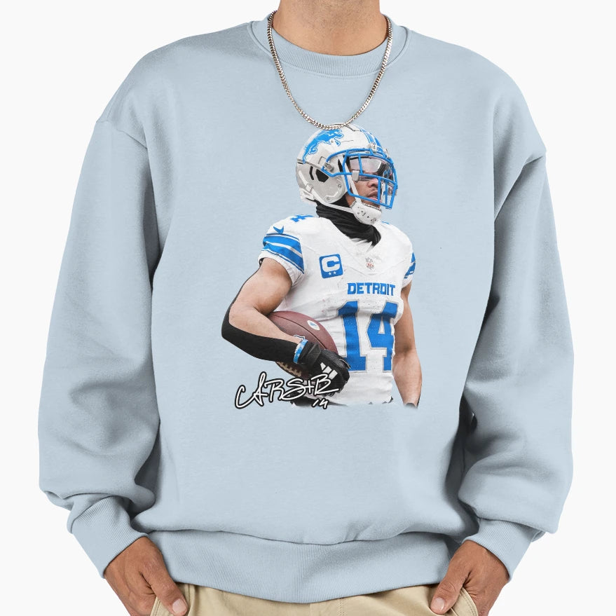 Amon Ra St Brown Football Sweatshirt - Custom Art Print Men Women - T-Shirt, Sweatshirt, Hoodie