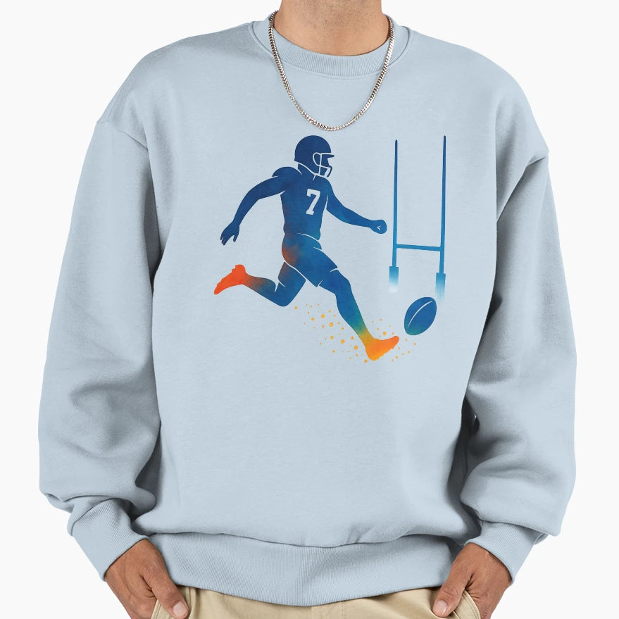 Rugby Player 7 Kicking Toward Posts Sweatshirt - Minimalist Print Men Women - T-Shirt, Sweatshirt, Hoodie