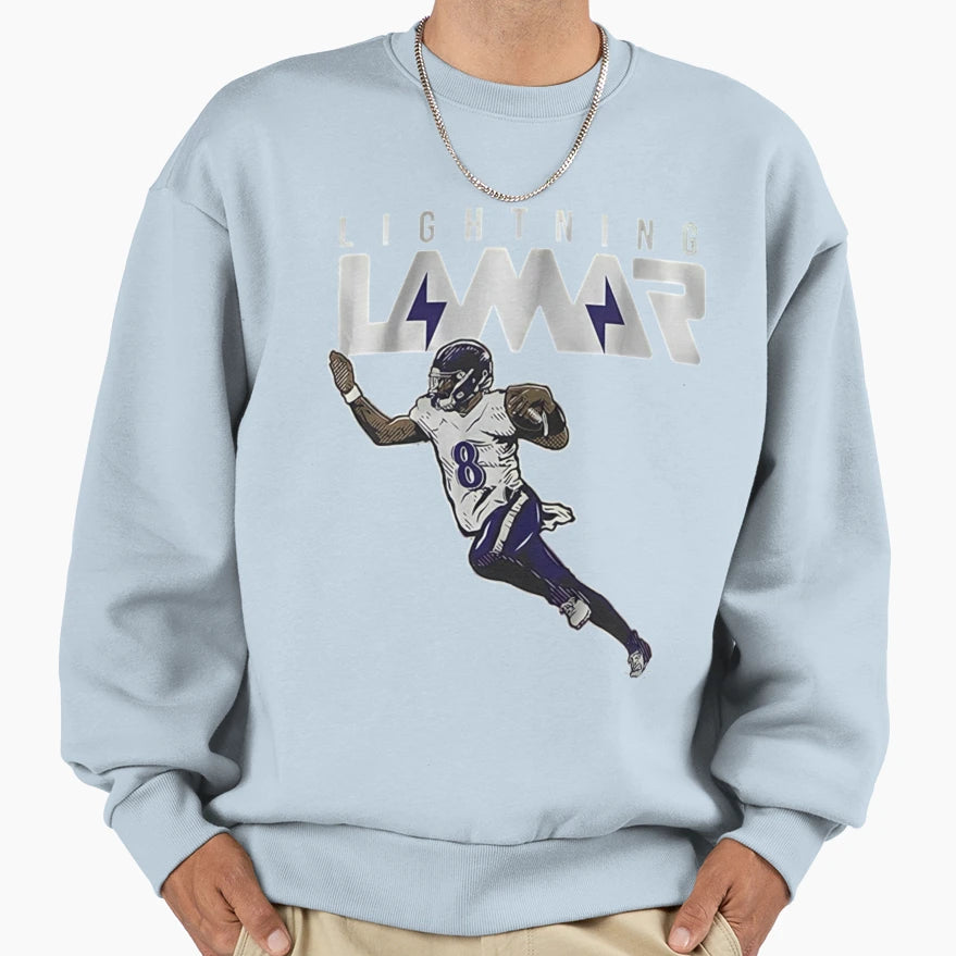 Lighting Lamar Baltimore Ravens Sweatshirt - Aesthetic Graphic for Adults - T-Shirt, Sweatshirt, Hoodie