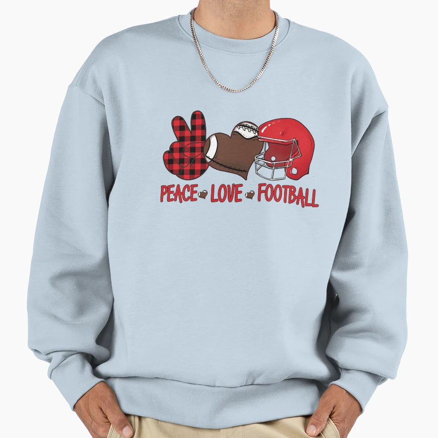 Peace Love Football Sweatshirt - Novelty Apparel for Adults - T-Shirt, Sweatshirt, Hoodie