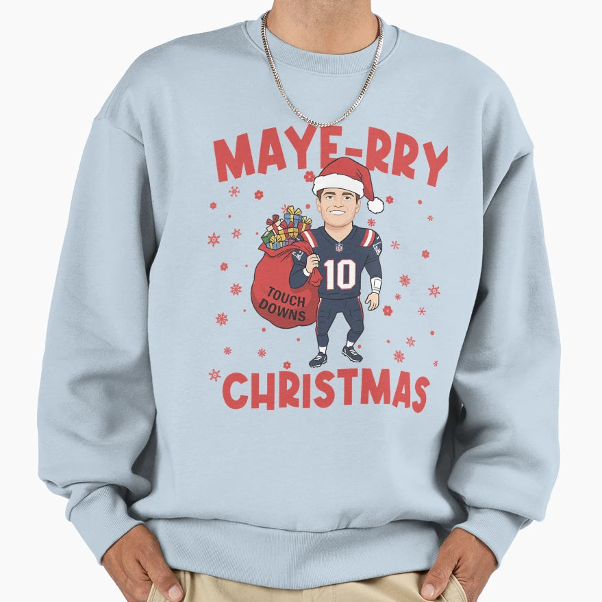 Drake Maye Santa Claus Touch Downs New Sweatshirt - Graphic Print Unisex - T-Shirt, Sweatshirt, Hoodie