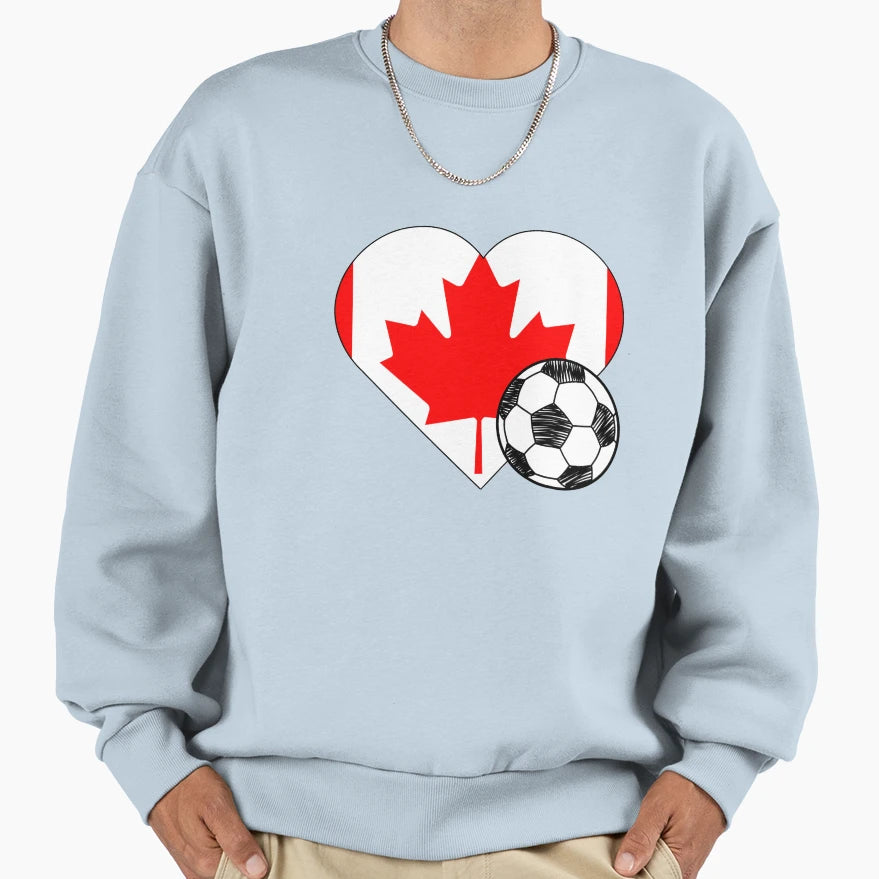 Canada Soccer Heart Sweatshirt - Novelty Apparel for Adults - T-Shirt, Sweatshirt, Hoodie