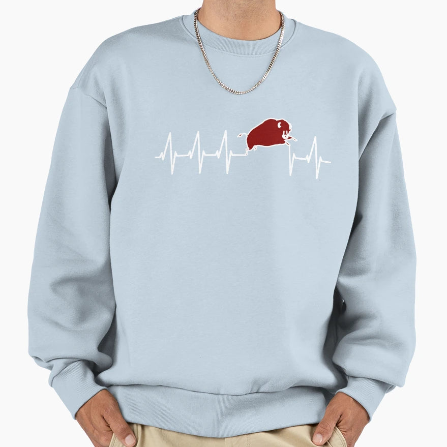 Bison Heartbeat Love Sweatshirt - Minimalist Print Men Women - T-Shirt, Sweatshirt, Hoodie