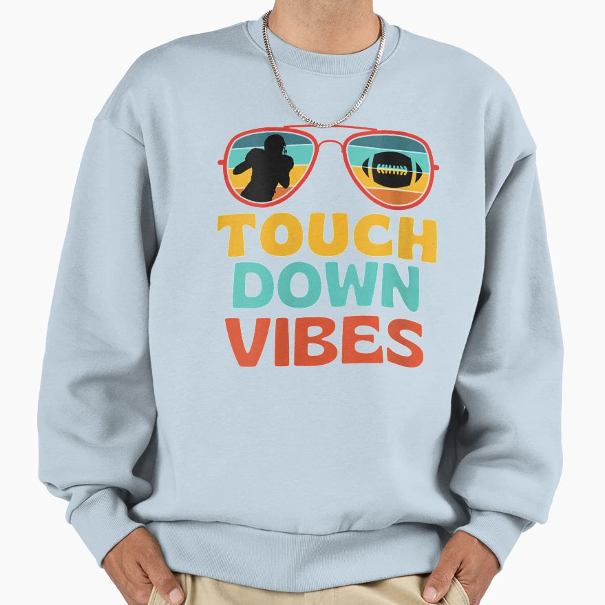 Womens Football Touchdown Vibes Sweatshirt - Trendy Graphic for Adults - T-Shirt, Sweatshirt, Hoodie