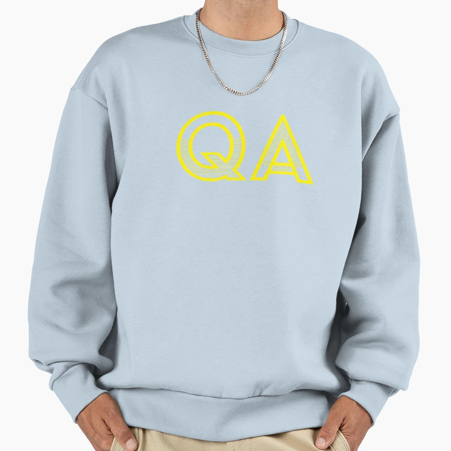 Qa Quality Assurance Yellow Text Sweatshirt - Fun Novelty Design Men Women - T-Shirt, Sweatshirt, Hoodie