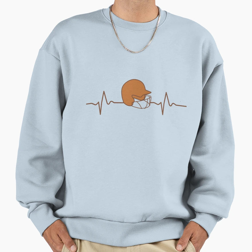 Baseball Helmet Heartbeat Sweatshirt - Streetwear Style Unisex - T-Shirt, Sweatshirt, Hoodie