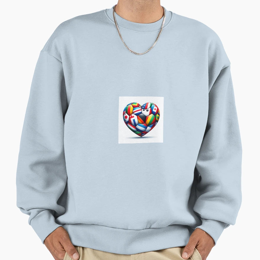 Heart Shaped Soccer Ball Art Sweatshirt - Unique Graphic Unisex - T-Shirt, Sweatshirt, Hoodie