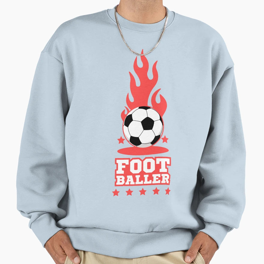 Footballer Football Player Black Sweatshirt - Aesthetic Graphic for Adults - T-Shirt, Sweatshirt, Hoodie