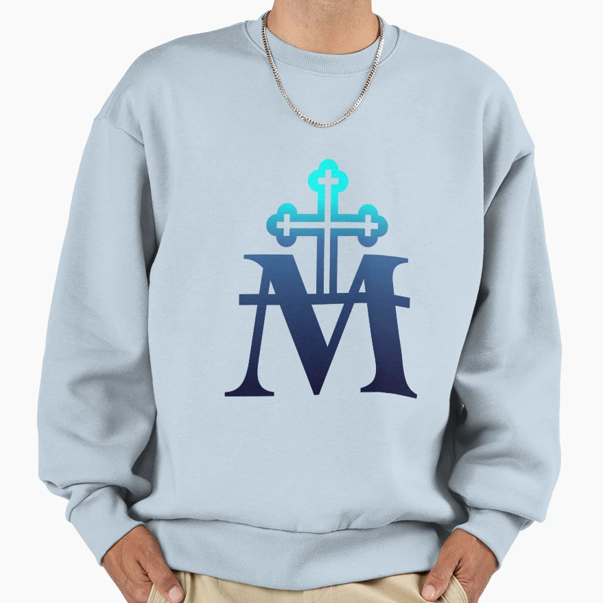 Marian Symbol Cross Catholic Sweatshirt - Unique Graphic for Adults - T-Shirt, Sweatshirt, Hoodie