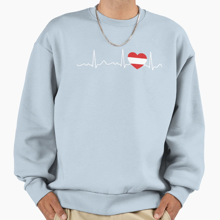 Austria Heartbeat Pulse Heart Line Sweatshirt - Custom Art Print Men Women - T-Shirt, Sweatshirt, Hoodie