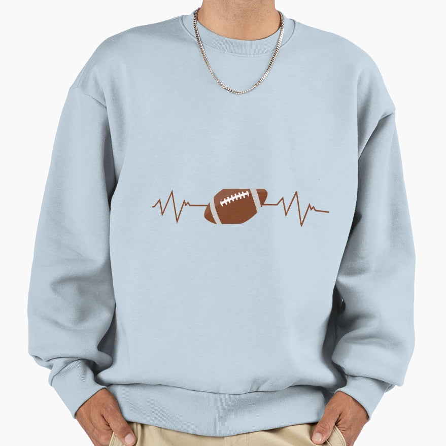 Heartbeat Football American Sweatshirt - Minimalist Print Men Women - T-Shirt, Sweatshirt, Hoodie
