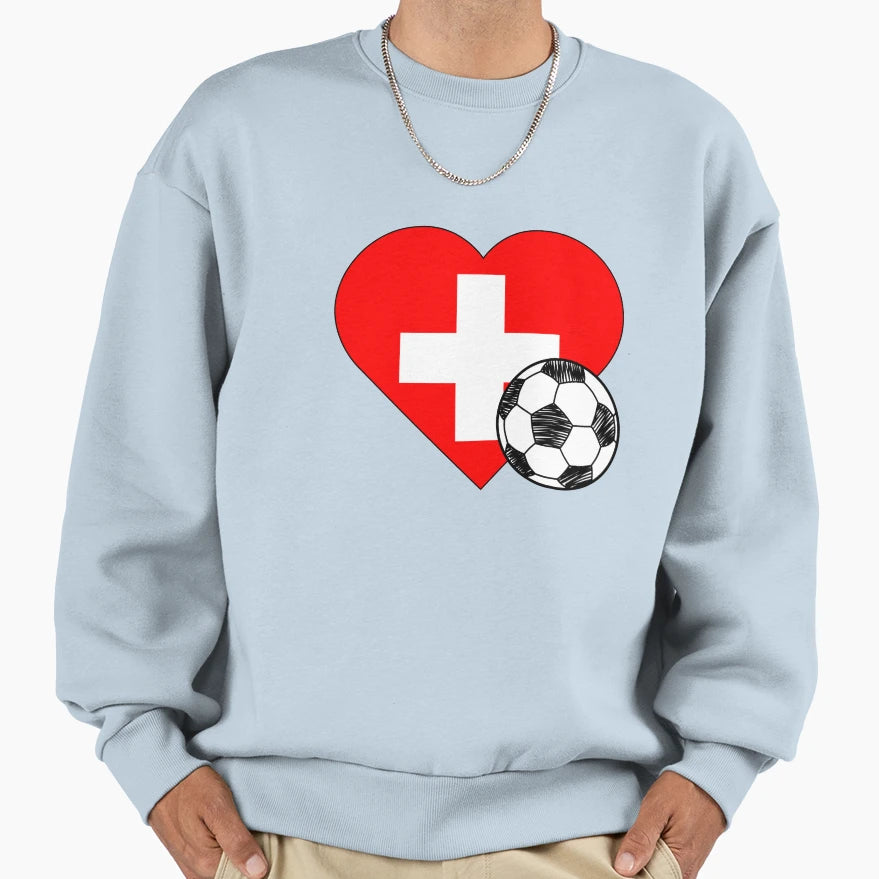 Switzerland Soccer Heart Sweatshirt - Novelty Apparel for Adults - T-Shirt, Sweatshirt, Hoodie