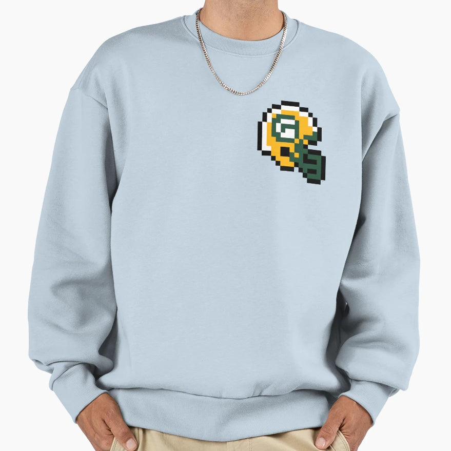 Green Bay 8 Bit Helmet Sweatshirt - Graphic Print Men Women - T-Shirt, Sweatshirt, Hoodie