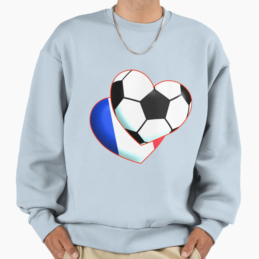 Football Heart France Sweatshirt - Unique Graphic Men Women - T-Shirt, Sweatshirt, Hoodie