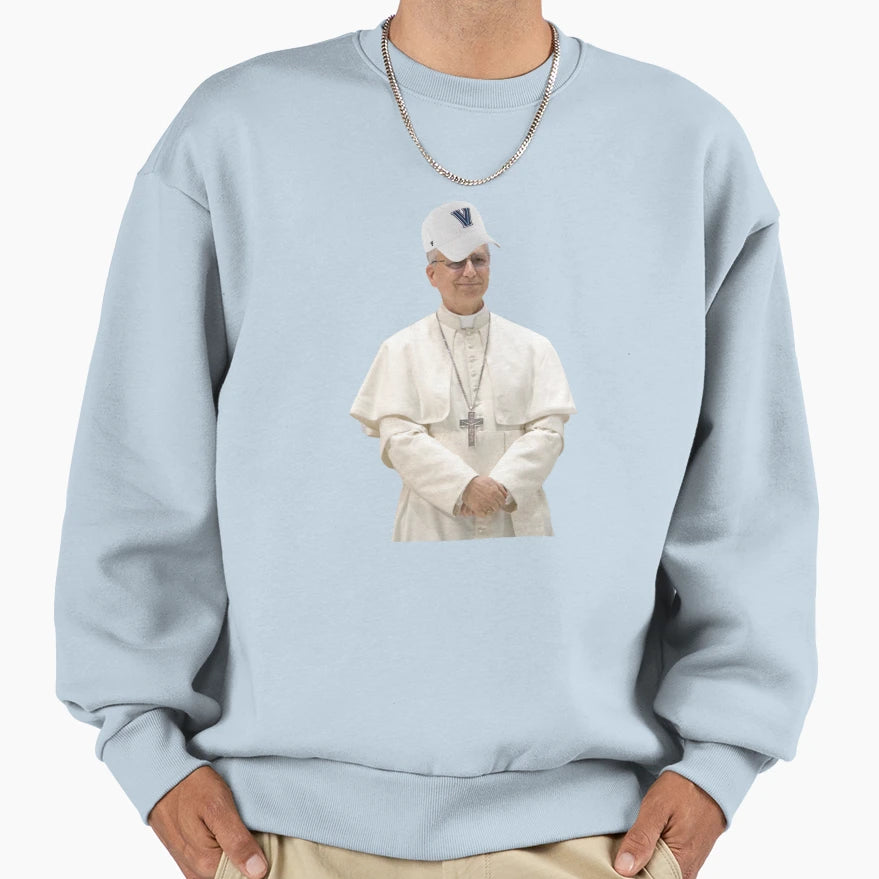 Pope Leo Villanova Hat Sweatshirt - Fun Novelty Design for Adults - T-Shirt, Sweatshirt, Hoodie