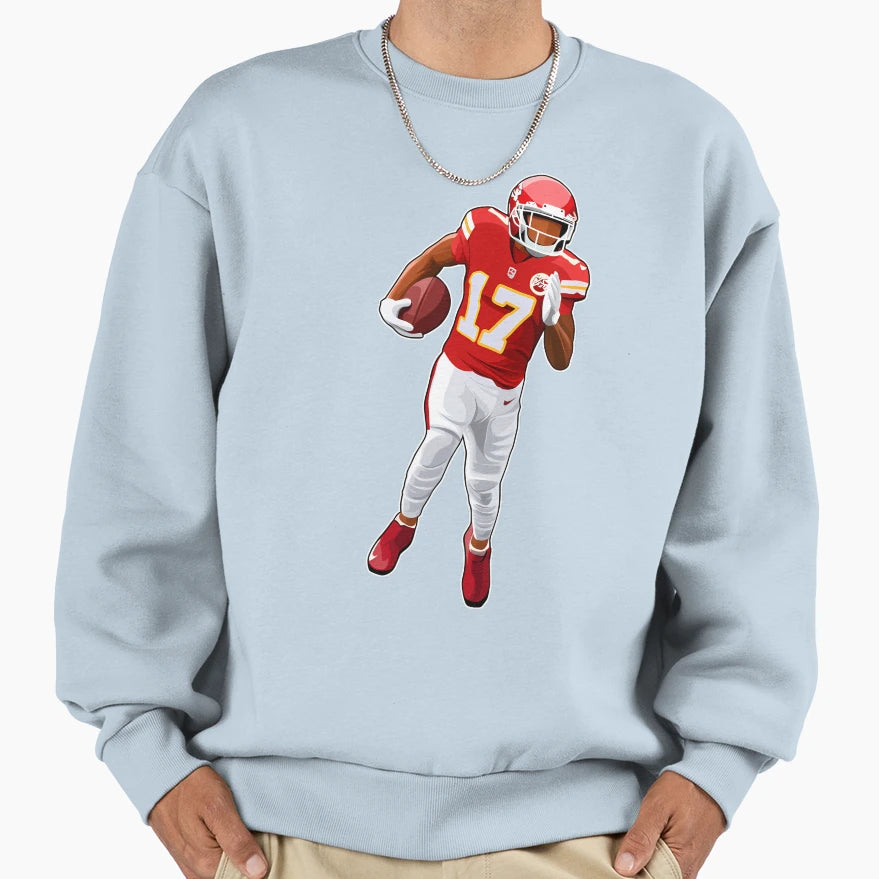 Mecole Hardman 17 Carries Ball Sweatshirt - Unique Graphic Unisex - T-Shirt, Sweatshirt, Hoodie