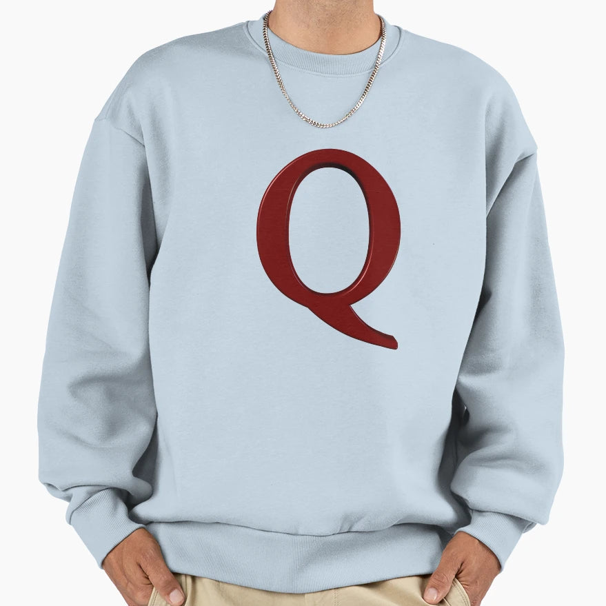 Letter Q Dimensional Red Sweatshirt - Streetwear Style Unisex - T-Shirt, Sweatshirt, Hoodie