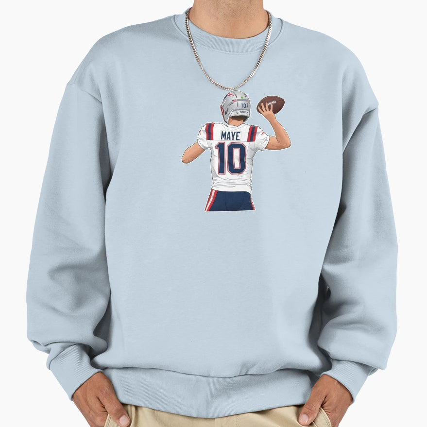 Drake Maye 10 Throwing Back Sweatshirt - Novelty Apparel Men Women - T-Shirt, Sweatshirt, Hoodie