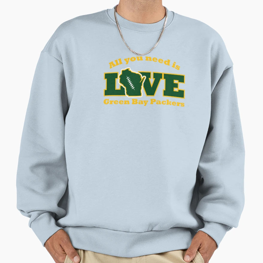 Love Football Green Bay Packers Sweatshirt - Fun Novelty Design Unisex - T-Shirt, Sweatshirt, Hoodie