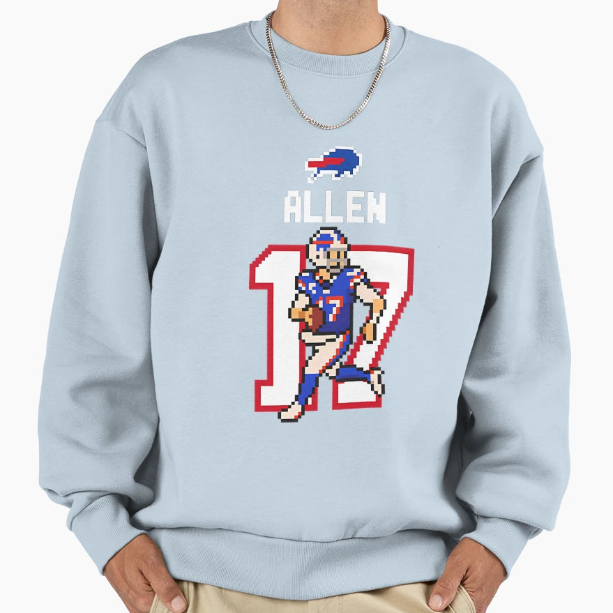 Josh Allens Football 8 Bit Game Sweatshirt - Graphic Print Unisex - T-Shirt, Sweatshirt, Hoodie