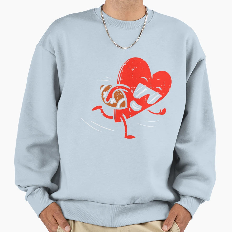 Heart Playing American Football Funny Sweatshirt - Trendy Graphic Unisex - T-Shirt, Sweatshirt, Hoodie