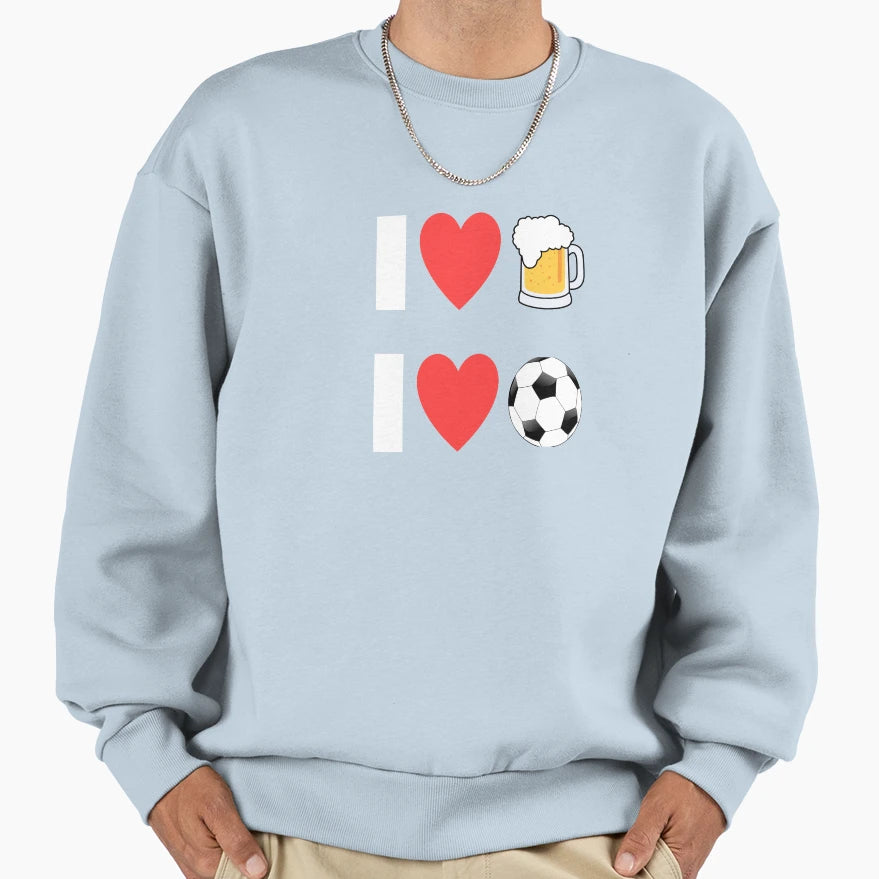 I Love Football And Beer Sweatshirt - Fun Novelty Design for Adults - T-Shirt, Sweatshirt, Hoodie