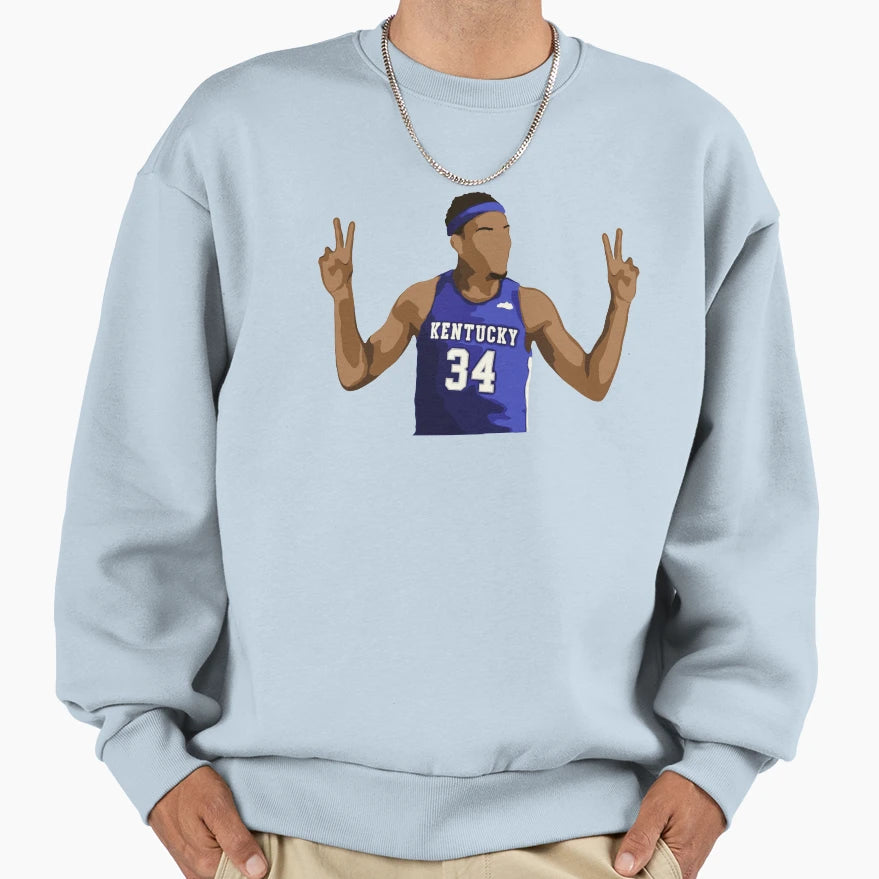 Oscar Tshiebwe 34 University Sweatshirt - Graphic Print for Adults - T-Shirt, Sweatshirt, Hoodie