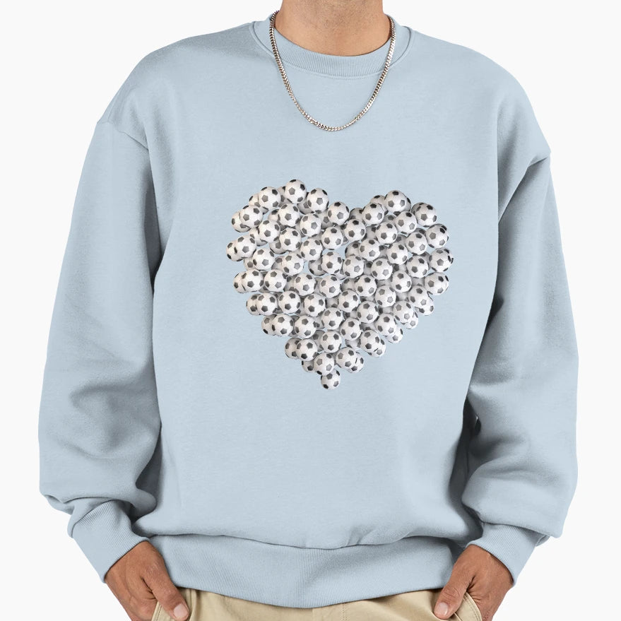 Heart Formed Soccer Balls Soccer Sweatshirt - Aesthetic Graphic for Adults - T-Shirt, Sweatshirt, Hoodie