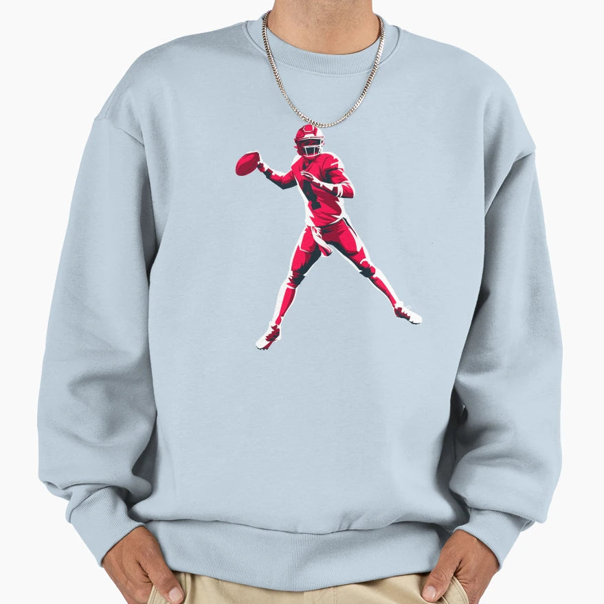 American Football Quarterback Pass Sweatshirt - Minimalist Print Men Women - T-Shirt, Sweatshirt, Hoodie