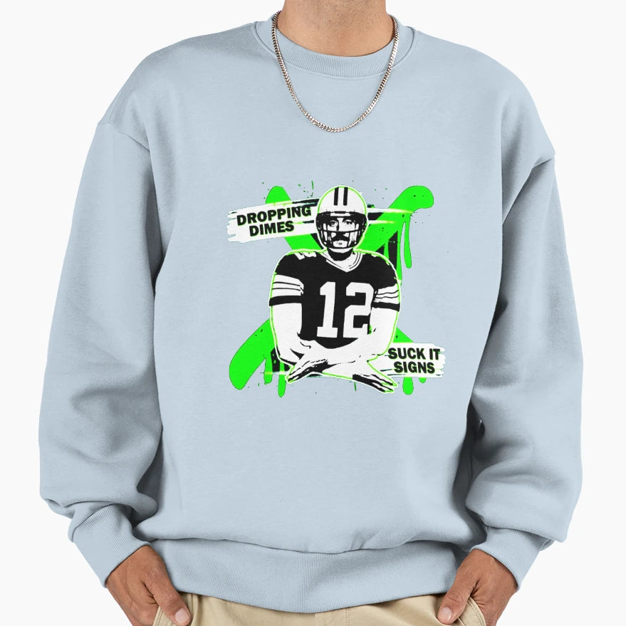 Famitees Aron Rodgers Dropping Dimes Sweatshirt - Unique Graphic Unisex - T-Shirt, Sweatshirt, Hoodie