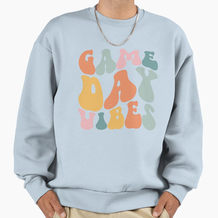 Game Day Groovy Vibes Sweatshirt - Graphic Print Unisex - T-Shirt, Sweatshirt, Hoodie