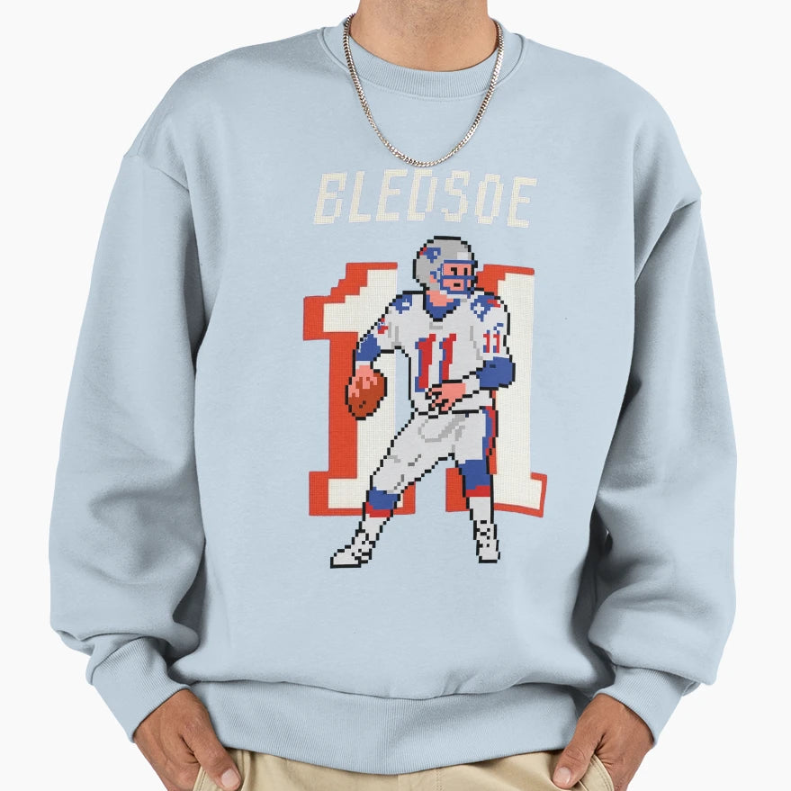 Drew Bledsoe Pixel Art New England Sweatshirt - Graphic Print Unisex - T-Shirt, Sweatshirt, Hoodie