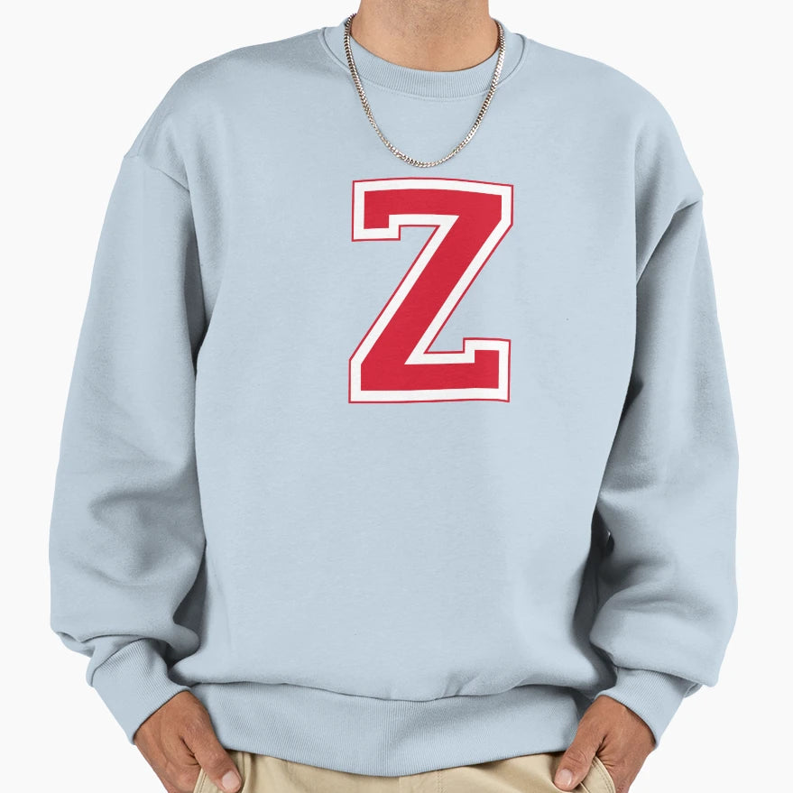 Red Varsity Letter Z Sweatshirt - Unique Graphic for Adults - T-Shirt, Sweatshirt, Hoodie
