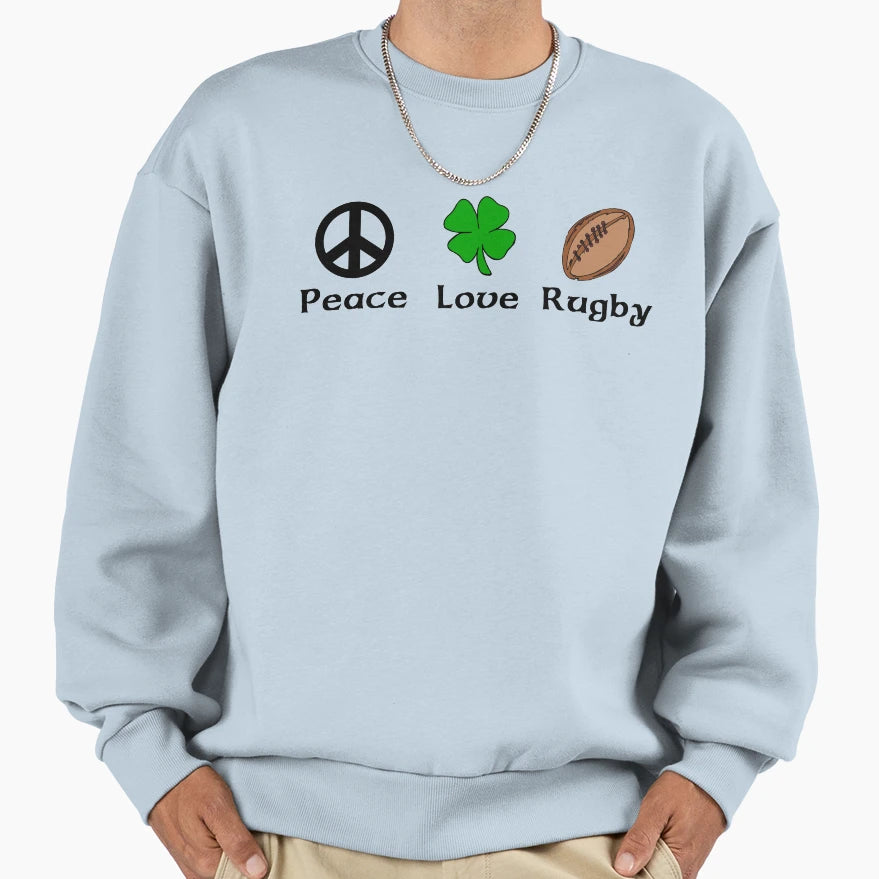 Peace Shamrock Rugby Sweatshirt - Fun Novelty Design Unisex - T-Shirt, Sweatshirt, Hoodie