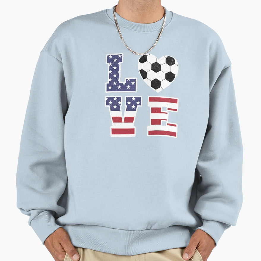 Usa Soccer Love Soccer Heart Sweatshirt - Streetwear Style for Adults - T-Shirt, Sweatshirt, Hoodie