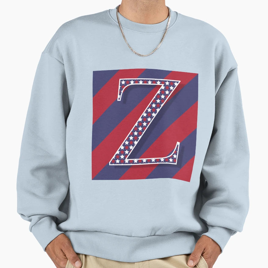 Letter Z Americana Old Glory Red Sweatshirt - Streetwear Style for Adults - T-Shirt, Sweatshirt, Hoodie