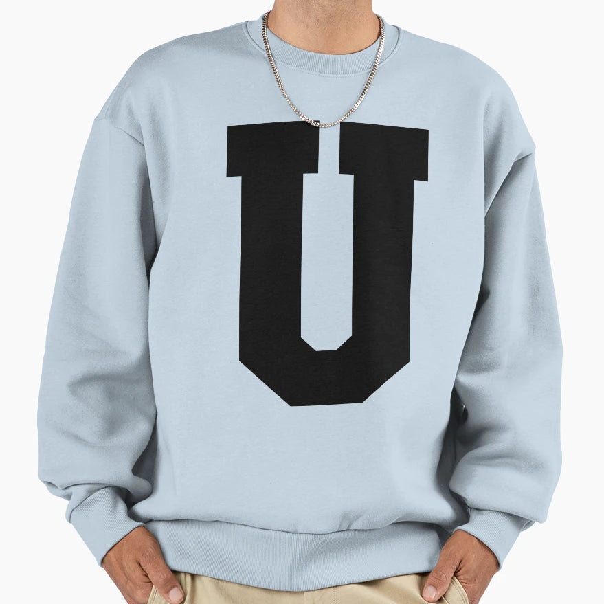 Alphabet Black U Sports Letter U Sweatshirt - Streetwear Style for Adults - T-Shirt, Sweatshirt, Hoodie