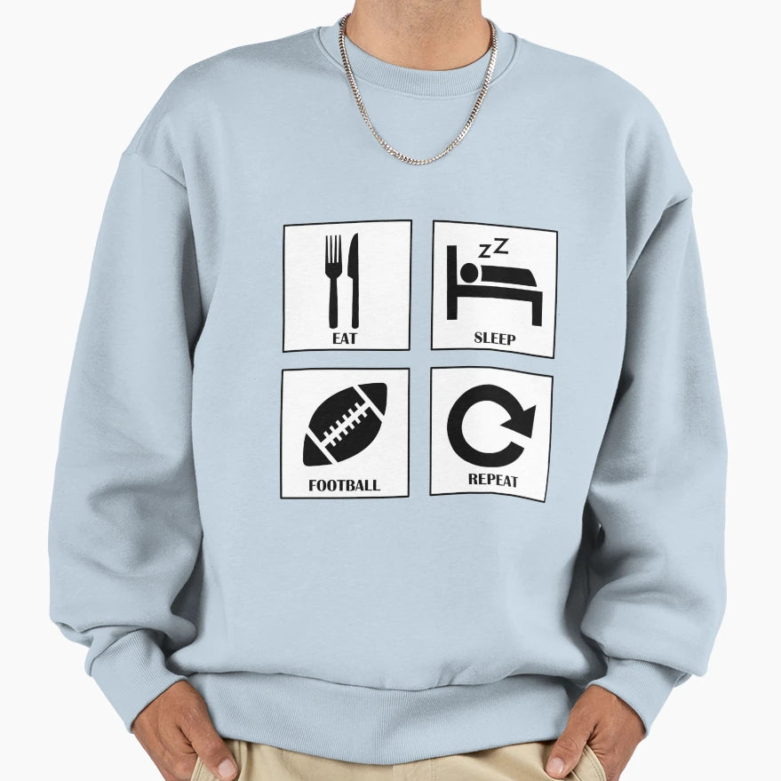 Eat Sleep American Football Sweatshirt - Minimalist Print for Adults - T-Shirt, Sweatshirt, Hoodie